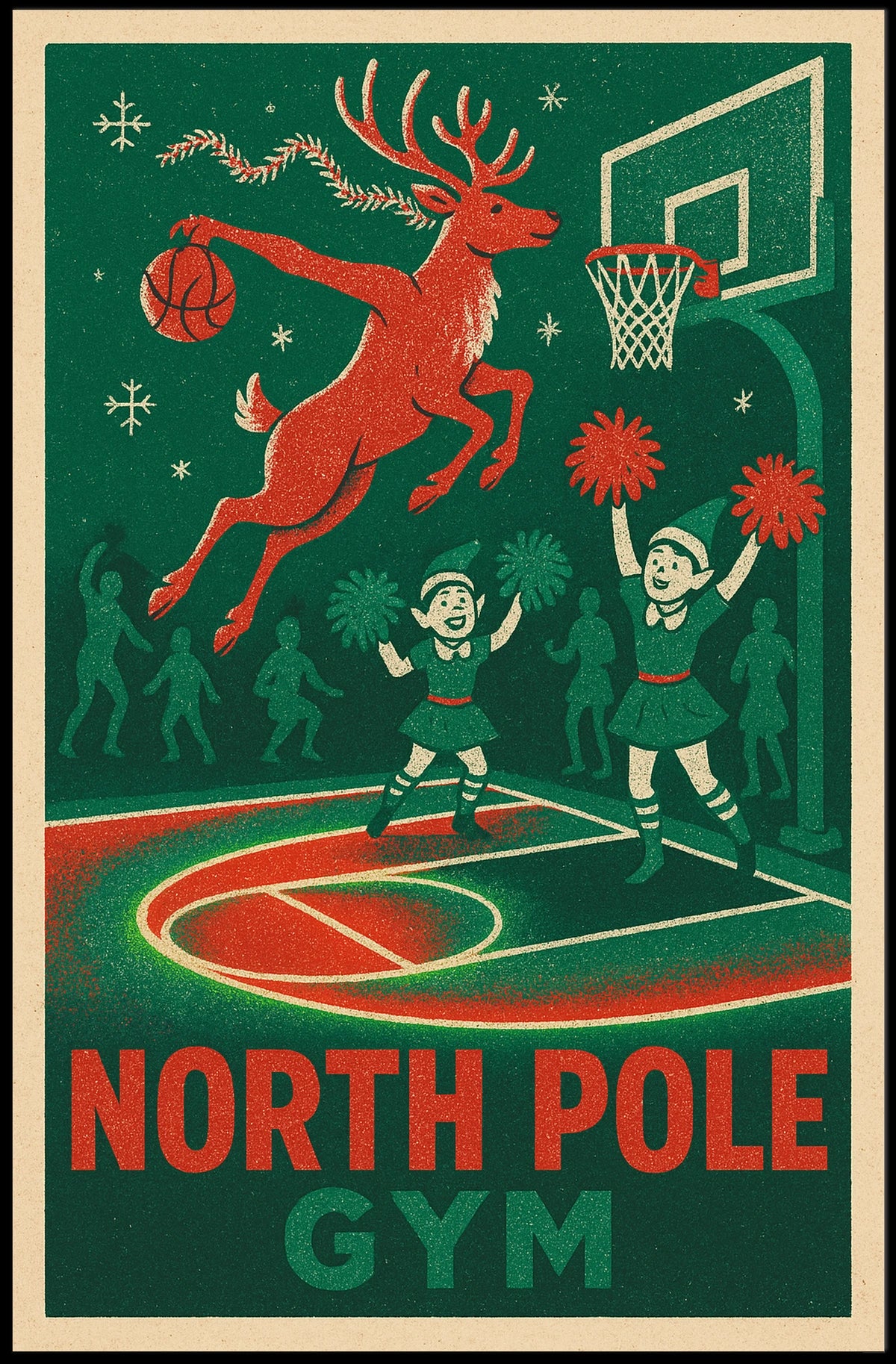 Reindeer Basketball Extravaganza: Playful Sports Poster