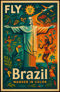 Brazilian Travel Adventure Retro Vibrant Colorful Travel Poster PosterGoat
