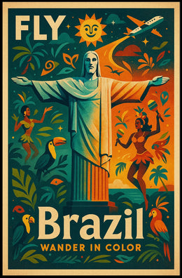 Brazilian Travel Adventure Retro Vibrant Colorful Travel Poster PosterGoat