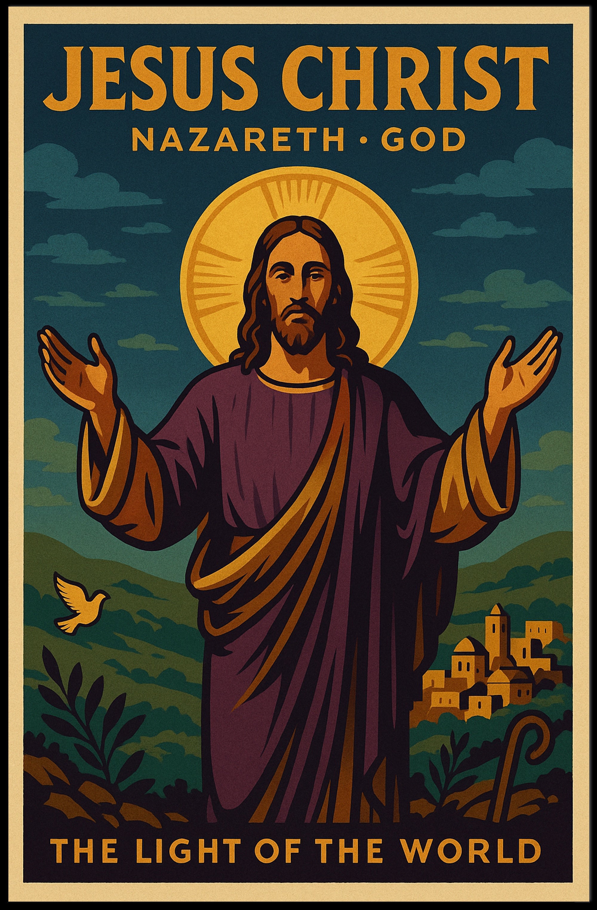 Jesus Christ Vintage Illustration: Motivational or Quote Poster