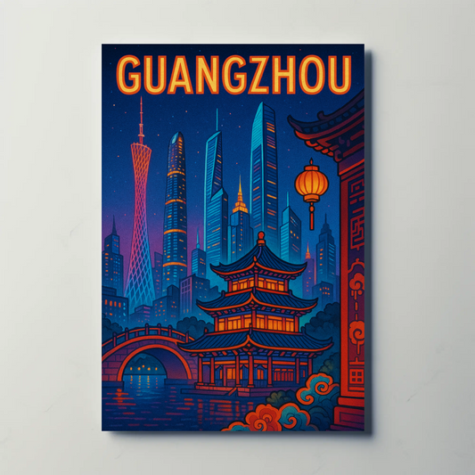 Guangzhou Night Skyline Travel Poster