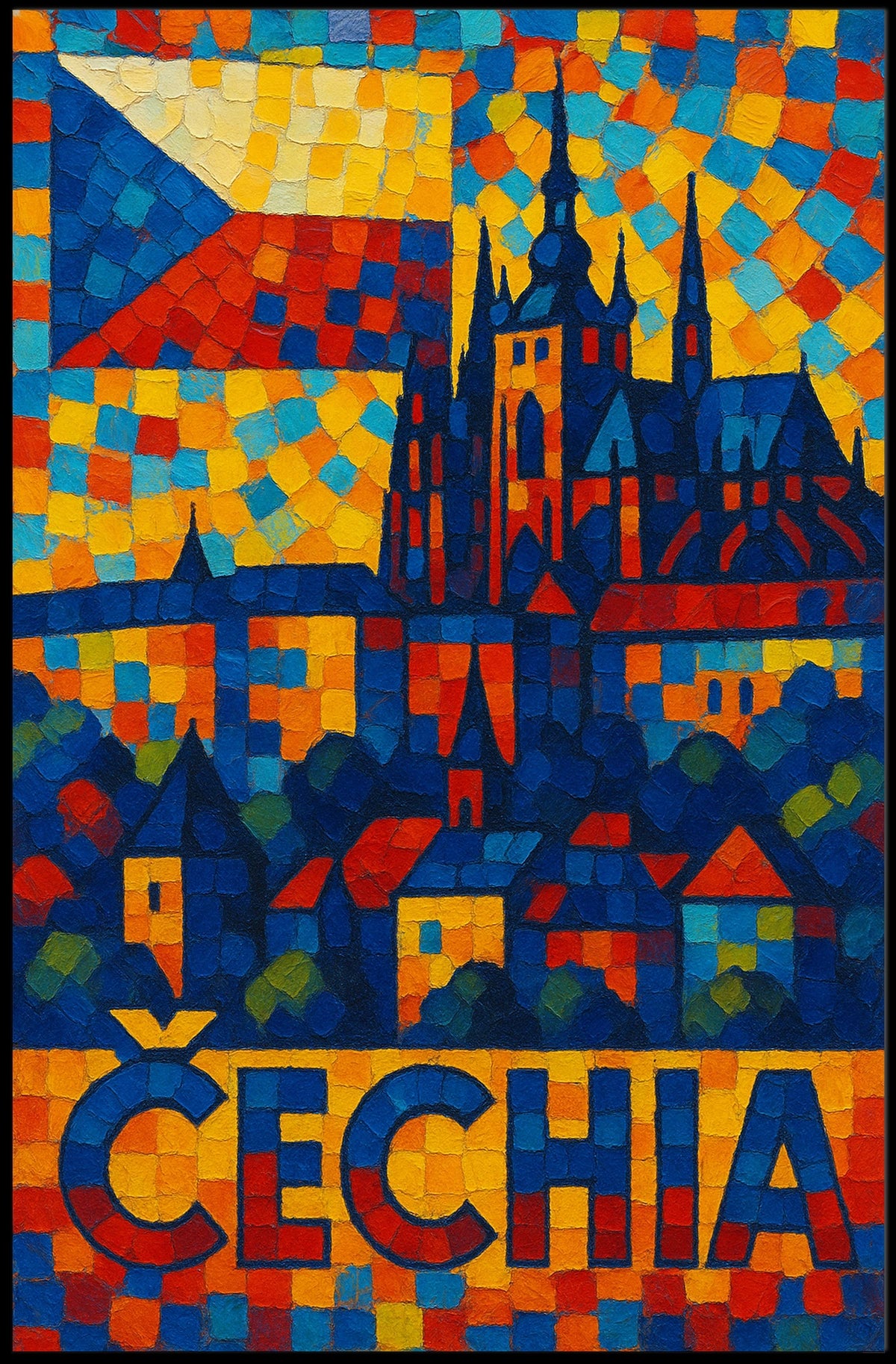 Czechia Mosaic Art Poster