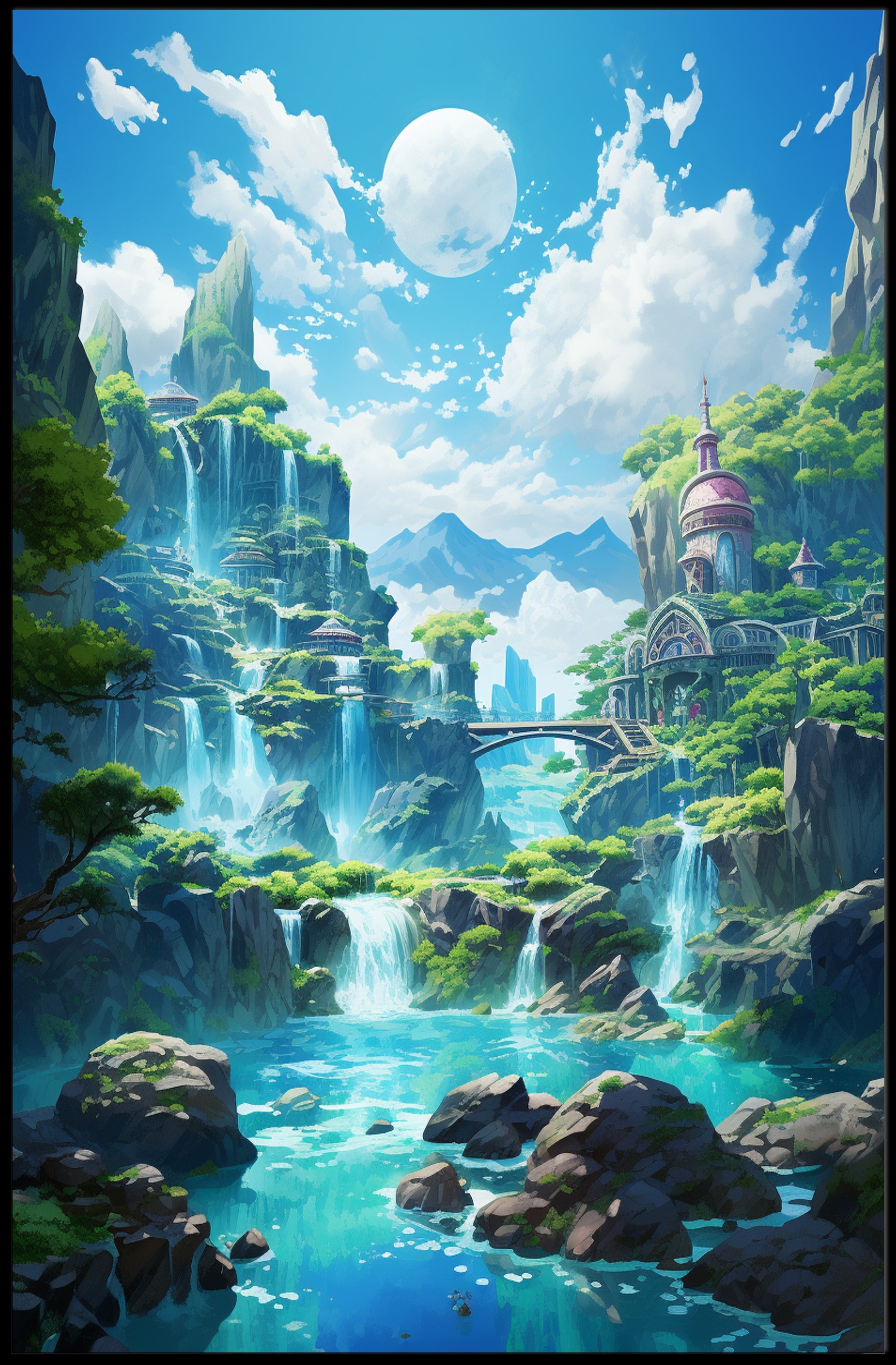 Enchanted Waterfall Paradise Poster