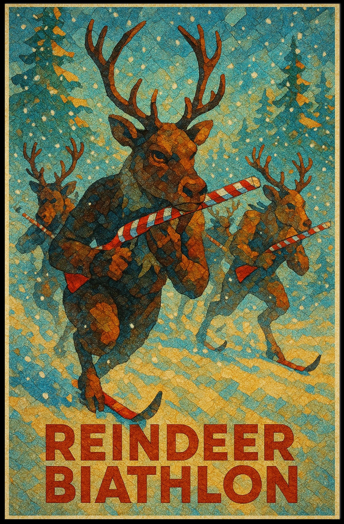 Reindeer Biathlon Poster