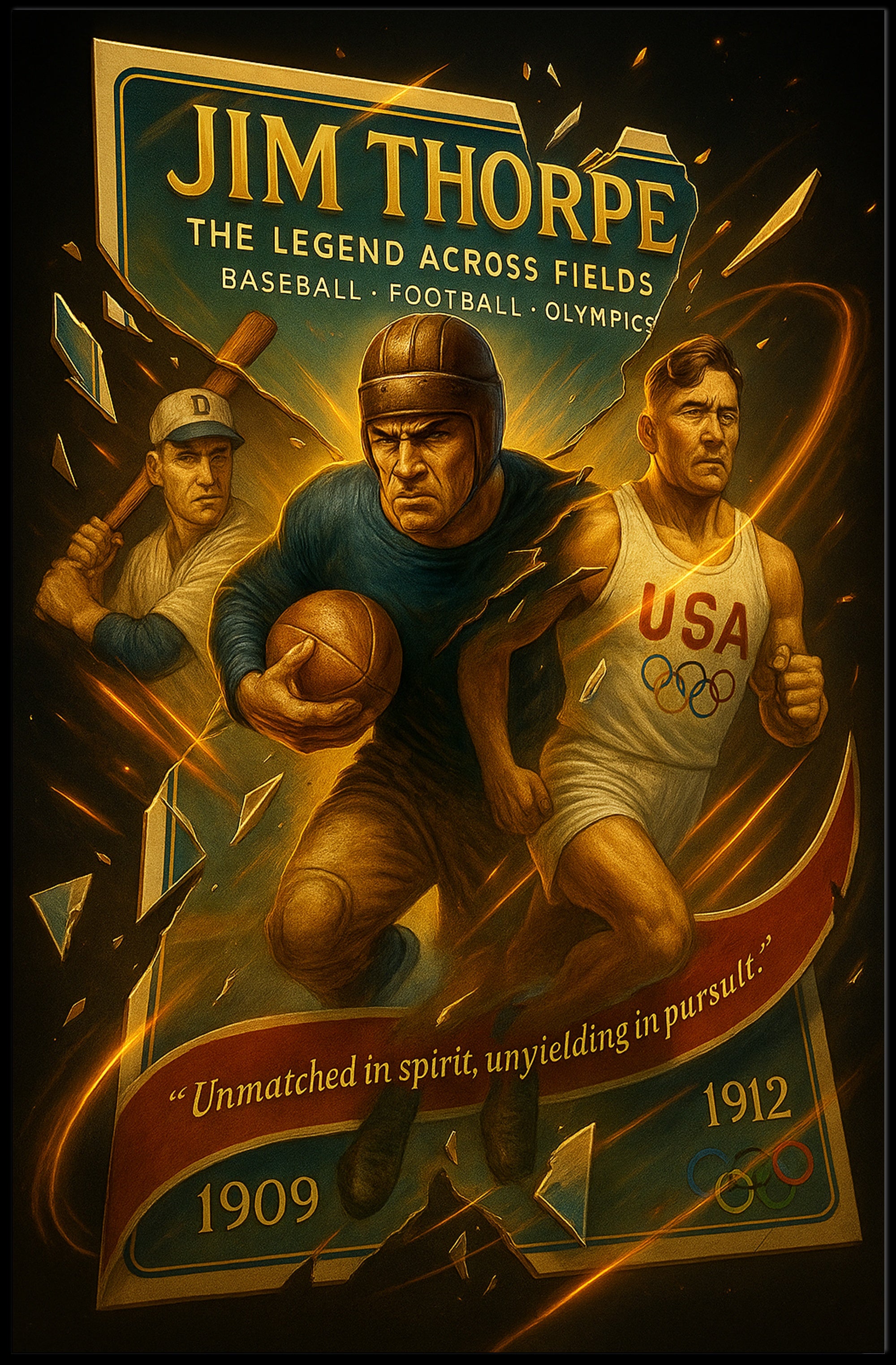 Jim Thorpe Legend Across Fields Poster Art PosterGoat