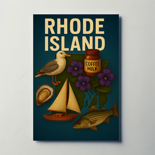 Rhode Island Icons Coffee Milk Sailboat State Pride Travel Poster Travel Poster
