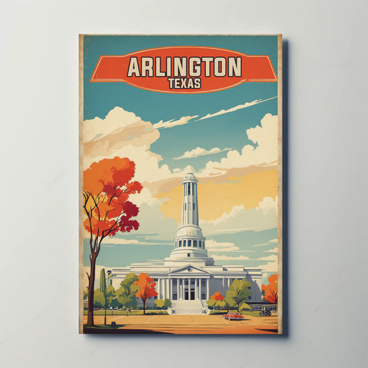 Arlington Texas Grand Capitol Vintage Travel Poster