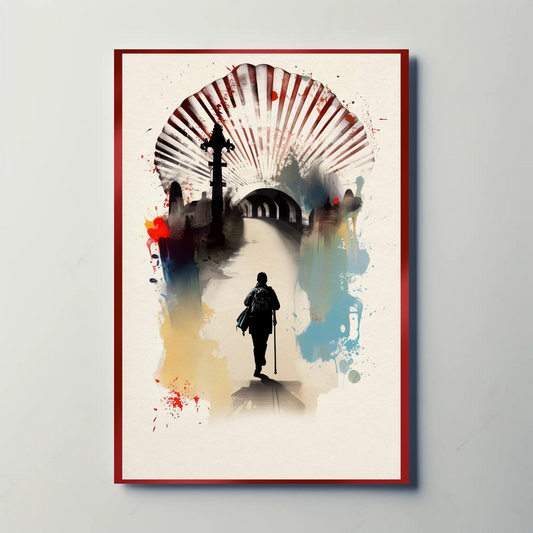 Pilgrim Shell Road Camino De Santiago Travel Poster
