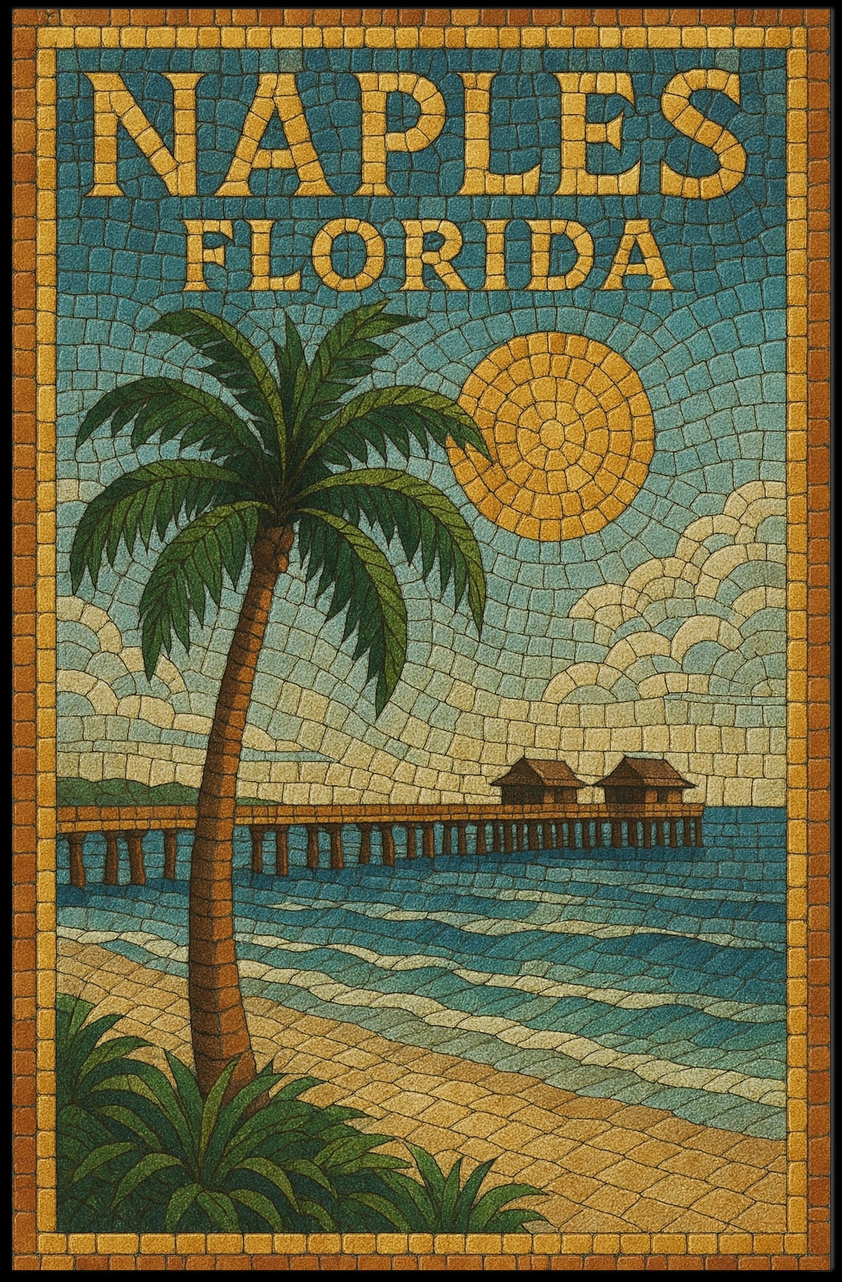 Naples Florida Poster Coastal Beach Wall Art Home Decor