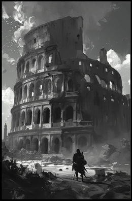Roman Colosseum Post-Apocalyptic Warrior Art Poster