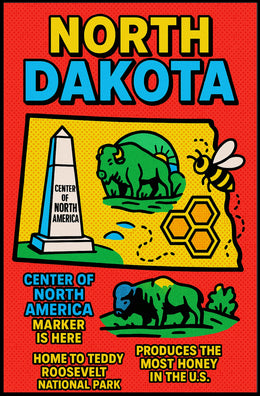 North Dakota Pop Art Travel Poster