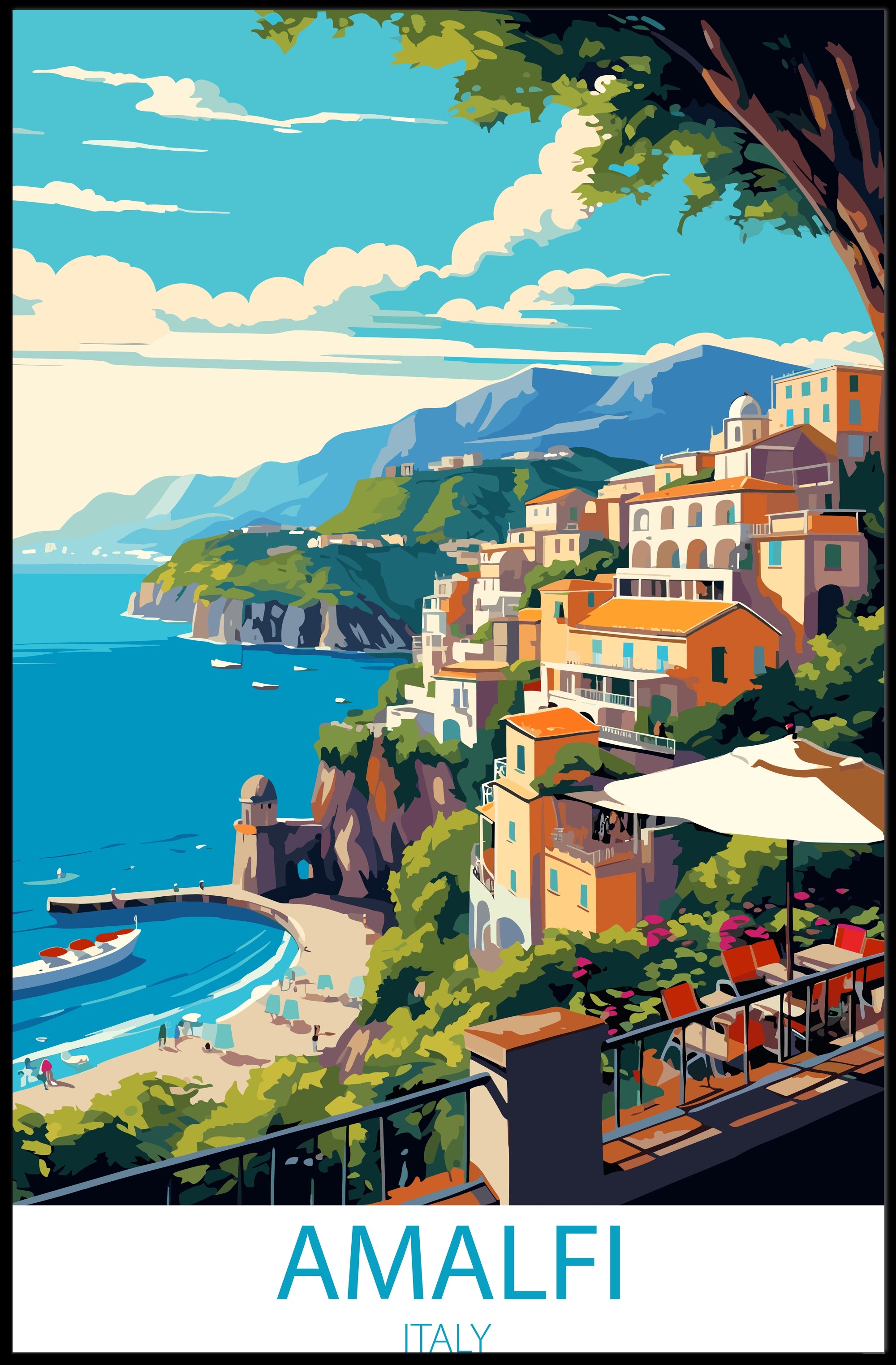 Amalfi Coast Mediterranean Charm Travel Poster