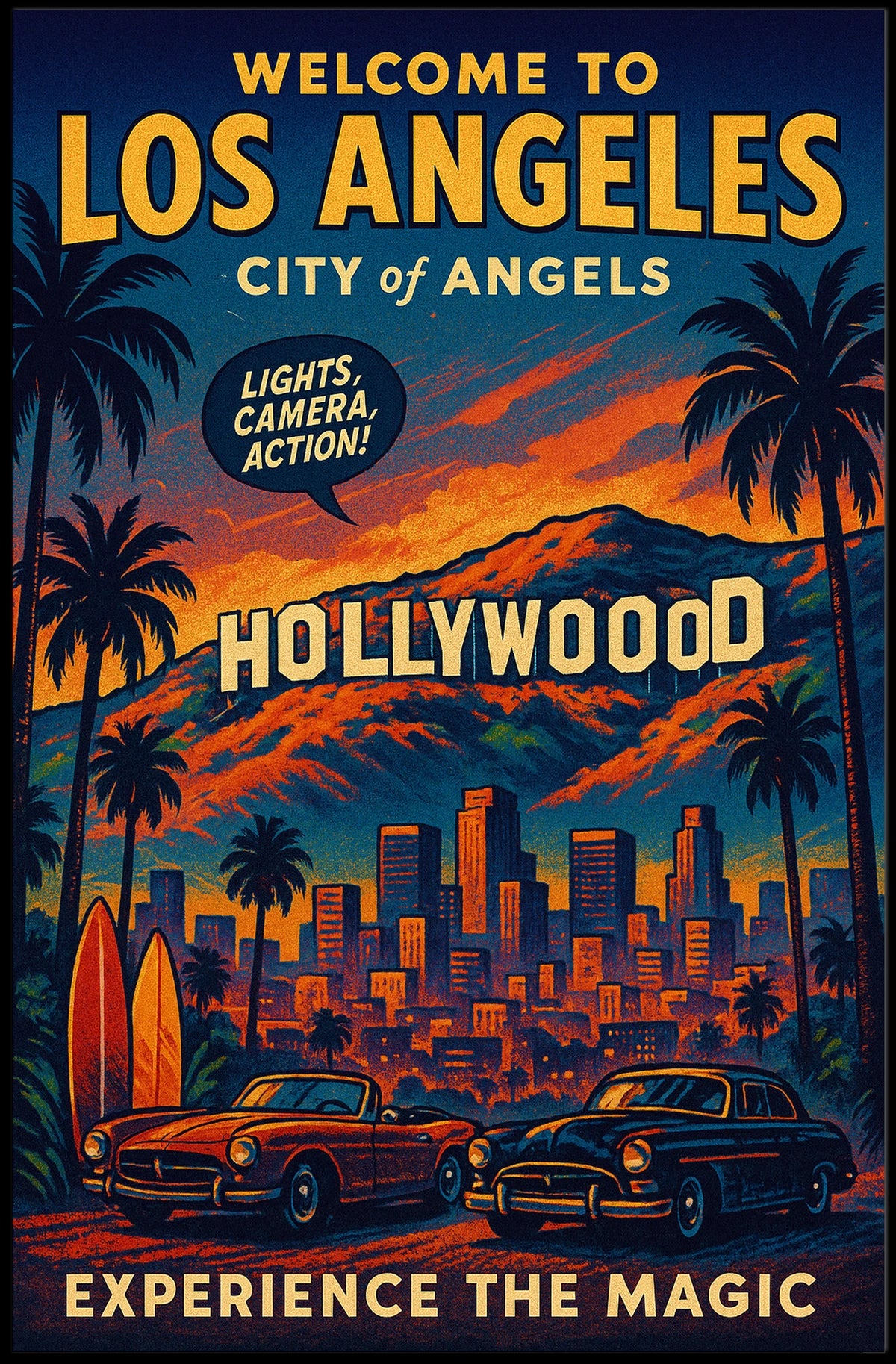City of Angels Vintage Hollywood Art Poster