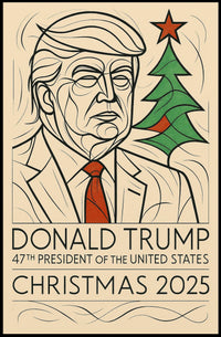 Trump Presidential Christmas 2025 Minimalist Political Propaganda Poster