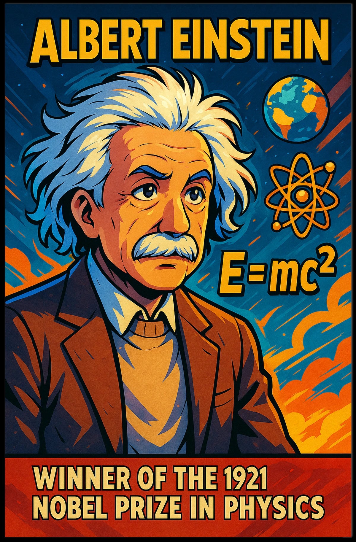 Albert Einstein Nobel Laureate Portrait Classic Scientific Decor Gift Inspiring Knowledge Science Lovers Poster