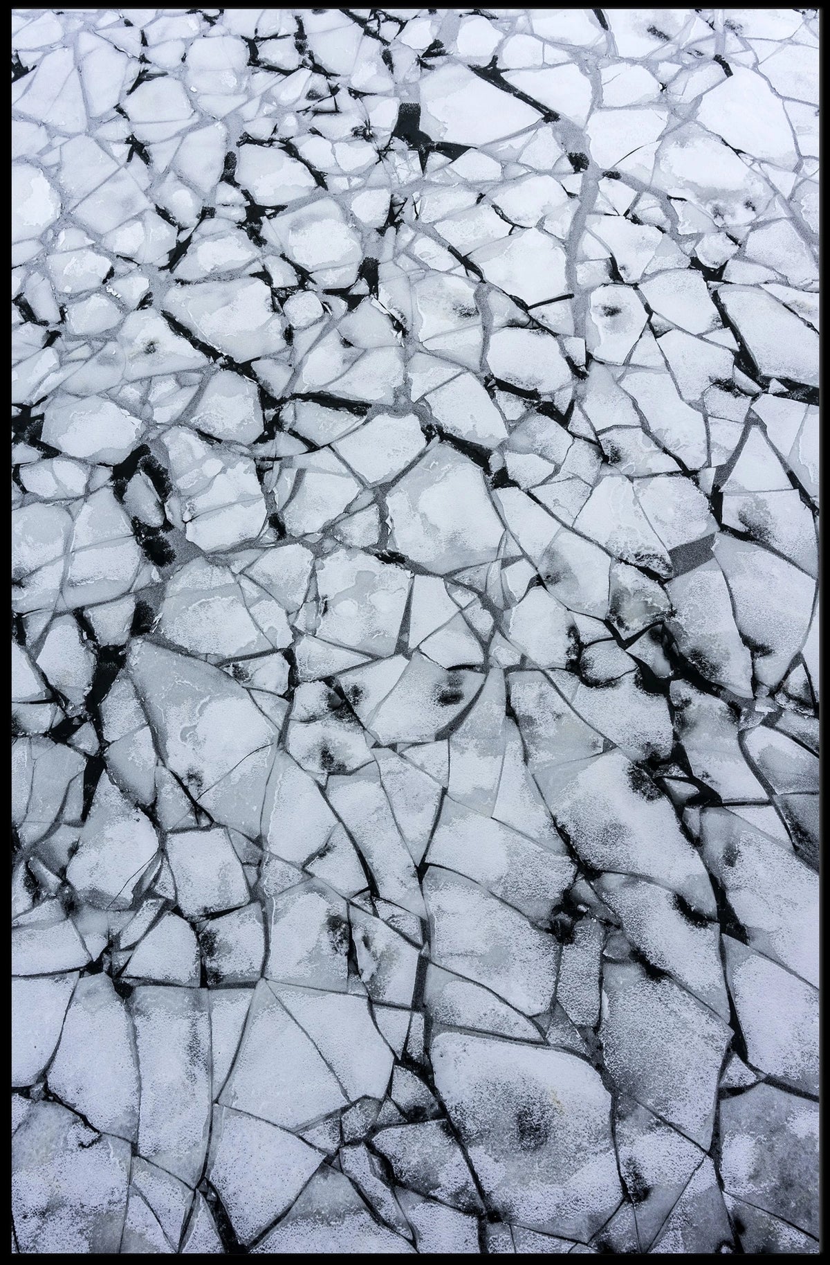 Cracked Ice Surface Photorealistic Abstract Artistic Poster
