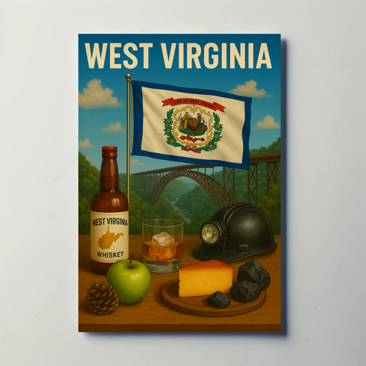 West Virginia Coal Whiskey Cheese Apple Bridge Travel Poster