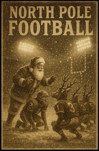 North Pole Football Vintage Holiday Sports Poster