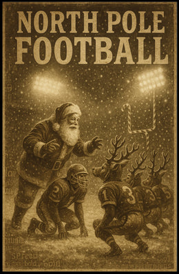 North Pole Football Vintage Holiday Sports Poster