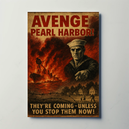 Avenge Pearl Harbor Dramatic WWII Propaganda Poster