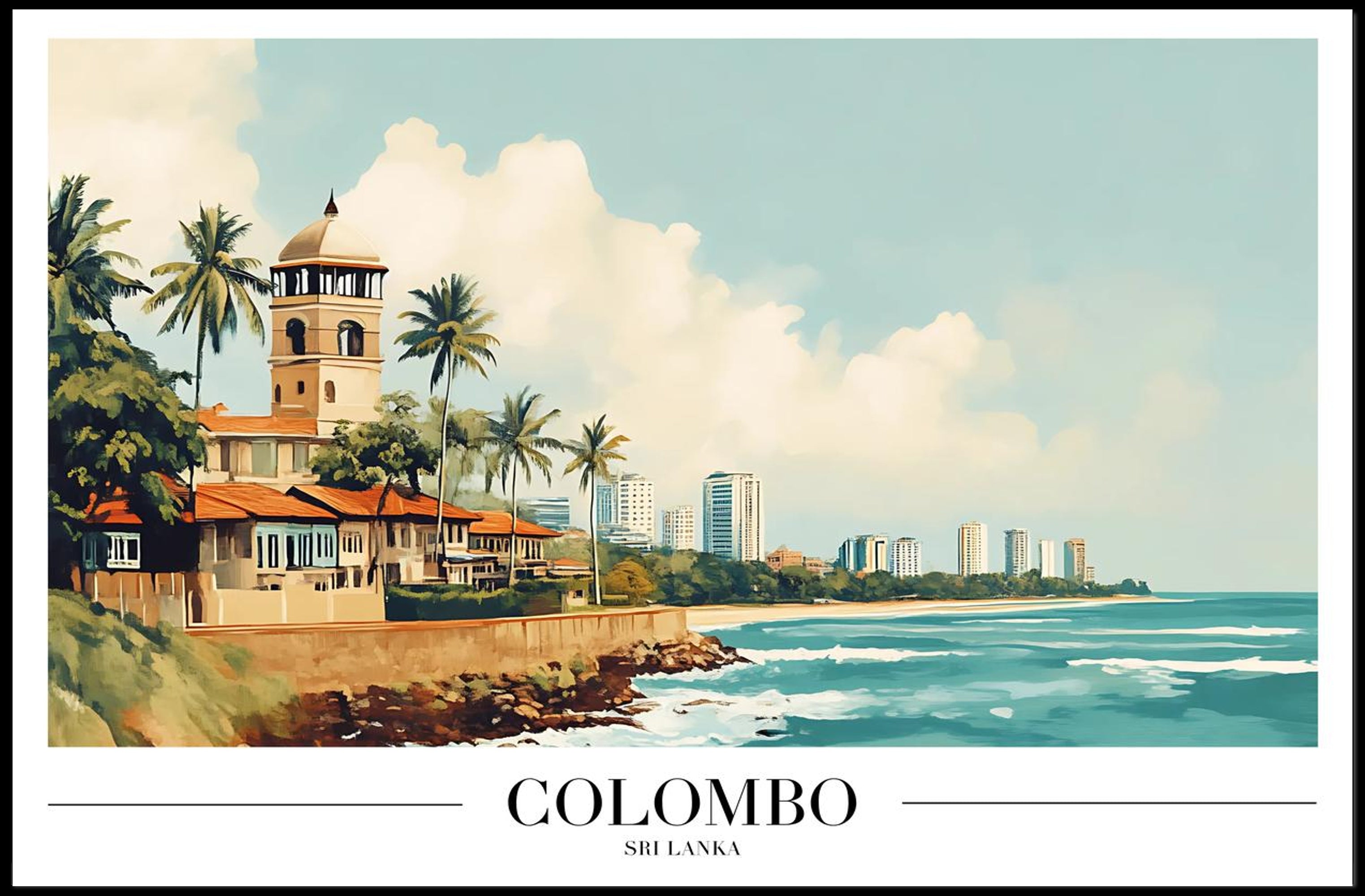 Colombo Coastal Harmony: Vintage Travel Poster