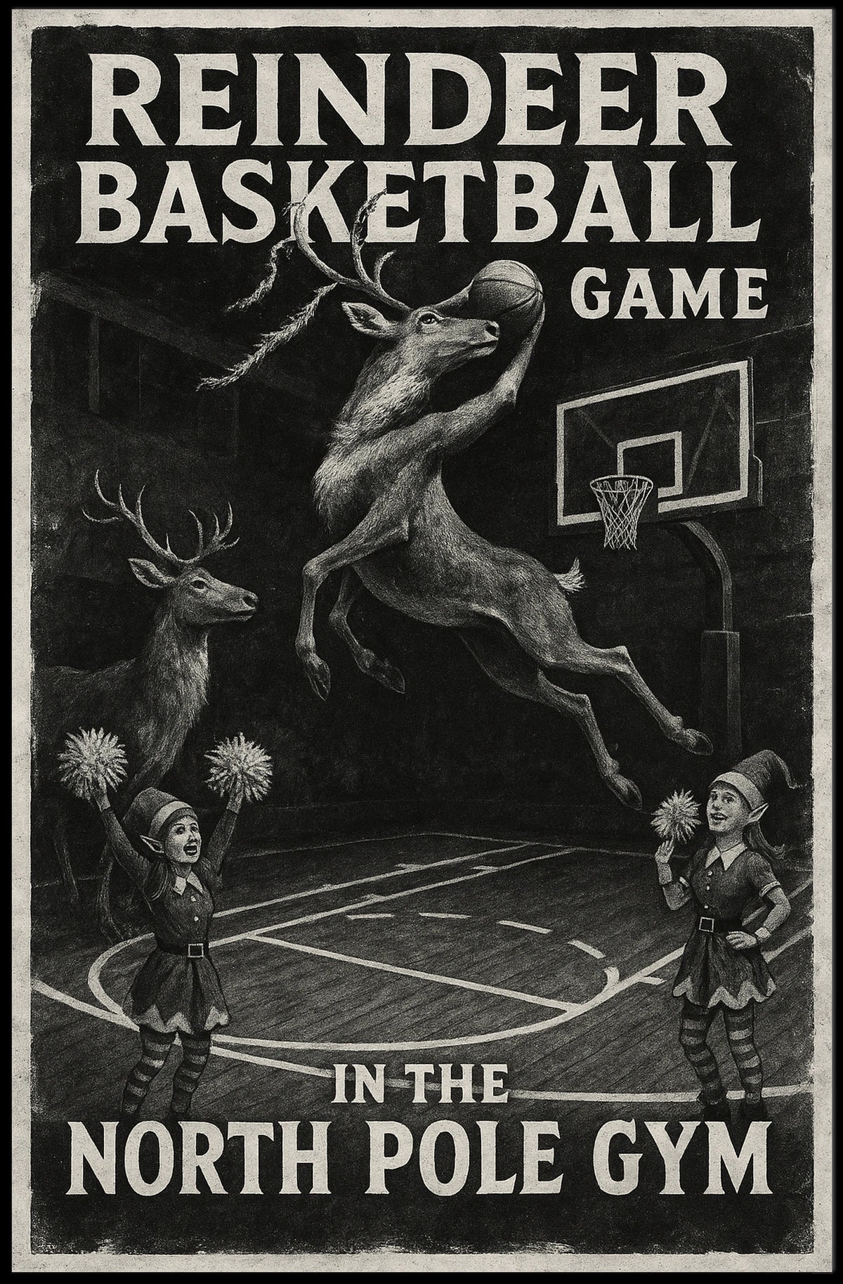Reindeer Basketball Game Poster