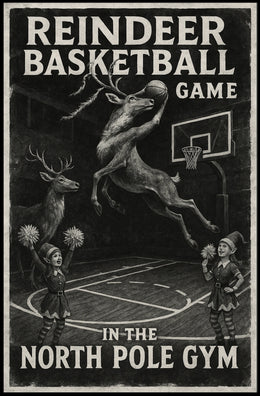 Reindeer Basketball Game Poster