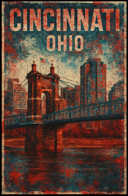 Cincinnati Ohio Scenic Vintage Cityscape Travel Souvenir Collector Gift Enthusiast Poster