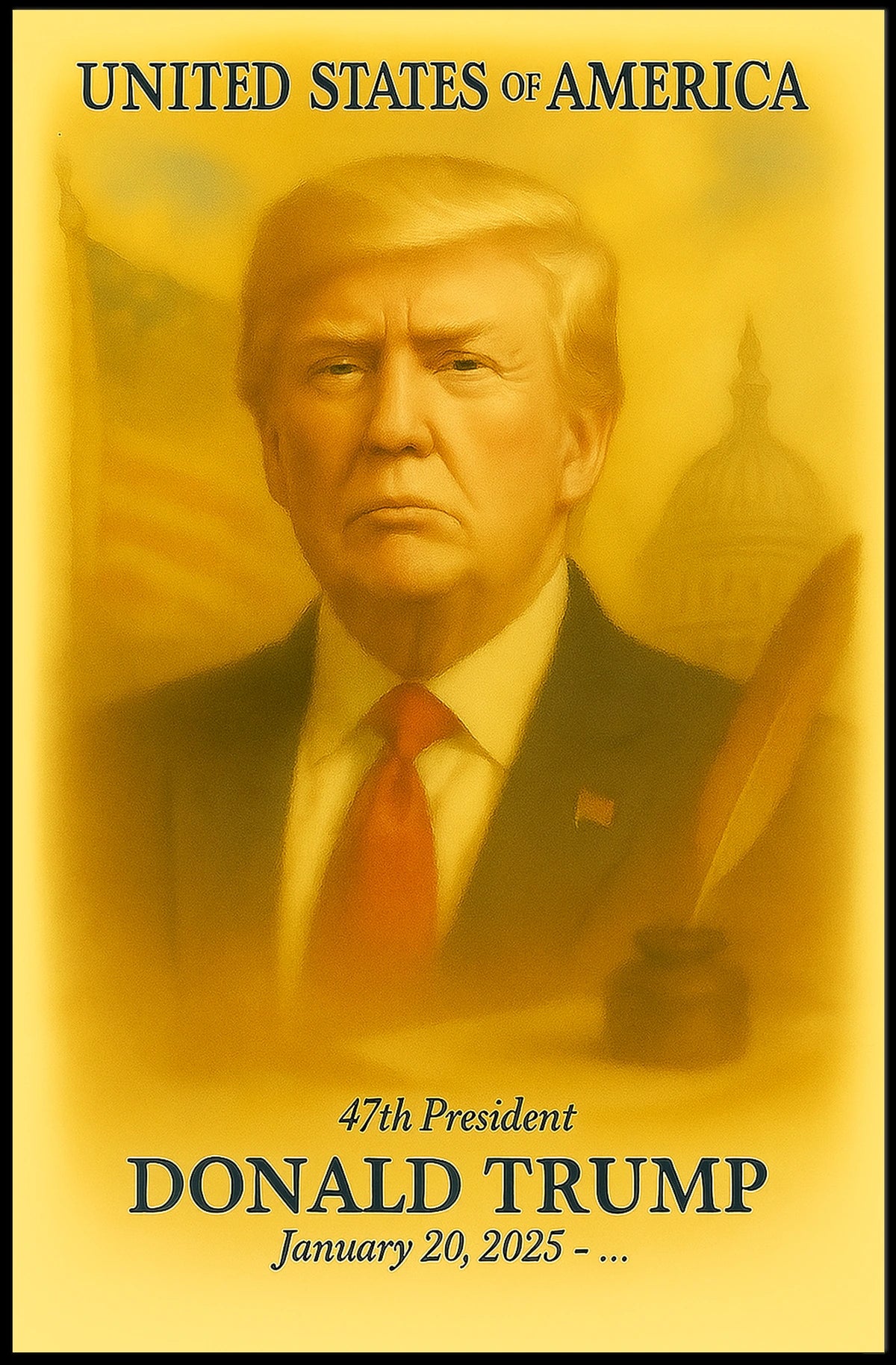 Donald Trump 47th President of the United States Vintage Watercolor Poster