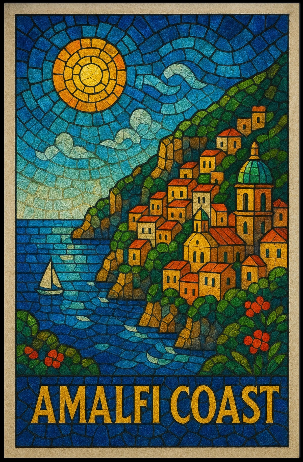 Amalfi Coast Mosaic Poster