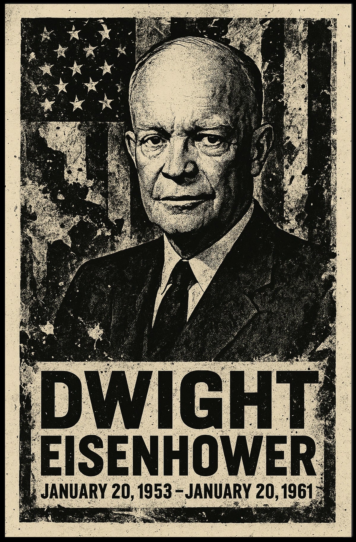 Eisenhower Vintage Patriotism US Flag Collector Poster
