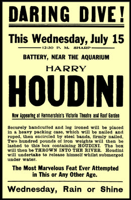 Houdini Daring Dive Early 1900s Historical Poster