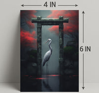Tranquil Crane In A Mystical Garden Poster