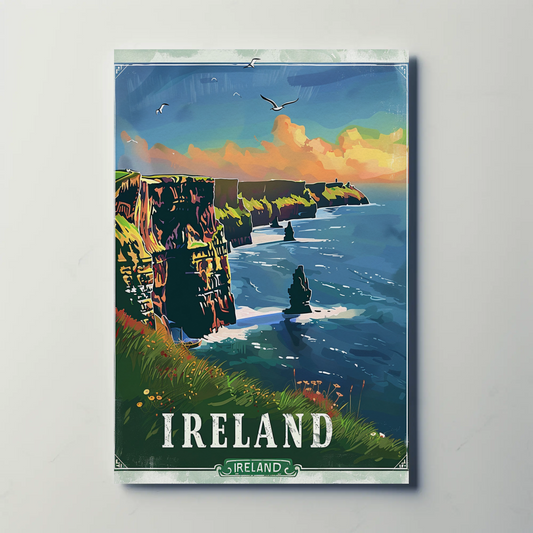 Ireland Cliffs Of Moher Coastal Atlantic Scene Travel Poster