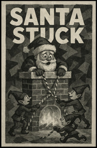 Santa Stuck in Chimney Christmas Pop Culture Poster