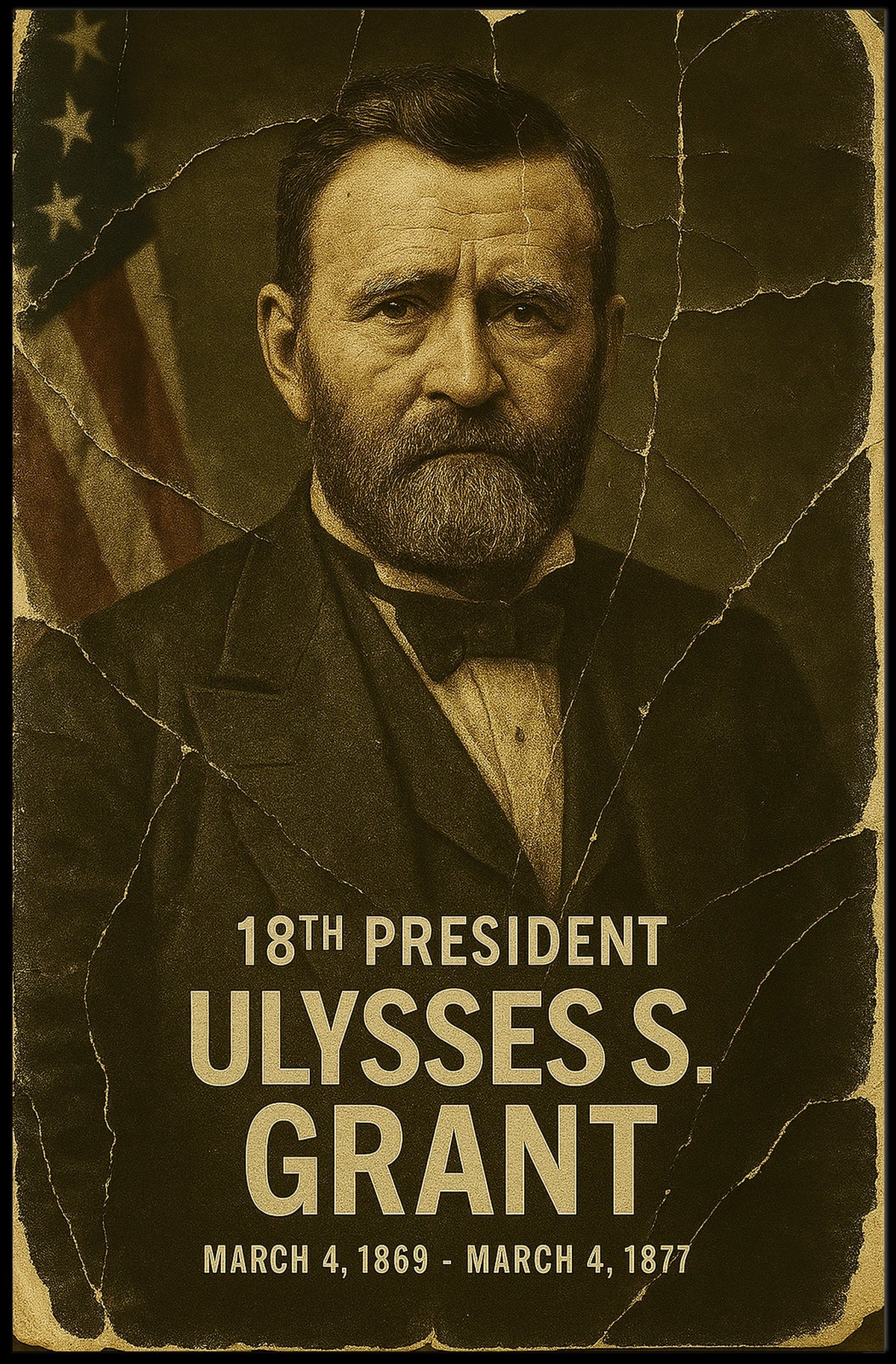 Ulysses S. Grant 18th President of the United States Damaged Photograph Poster