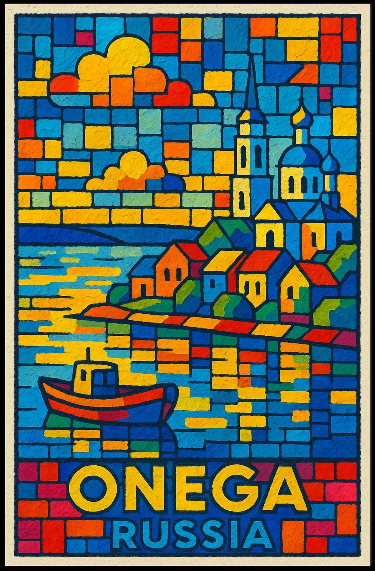 Onega, Russia A Vibrant Mosaic Poster