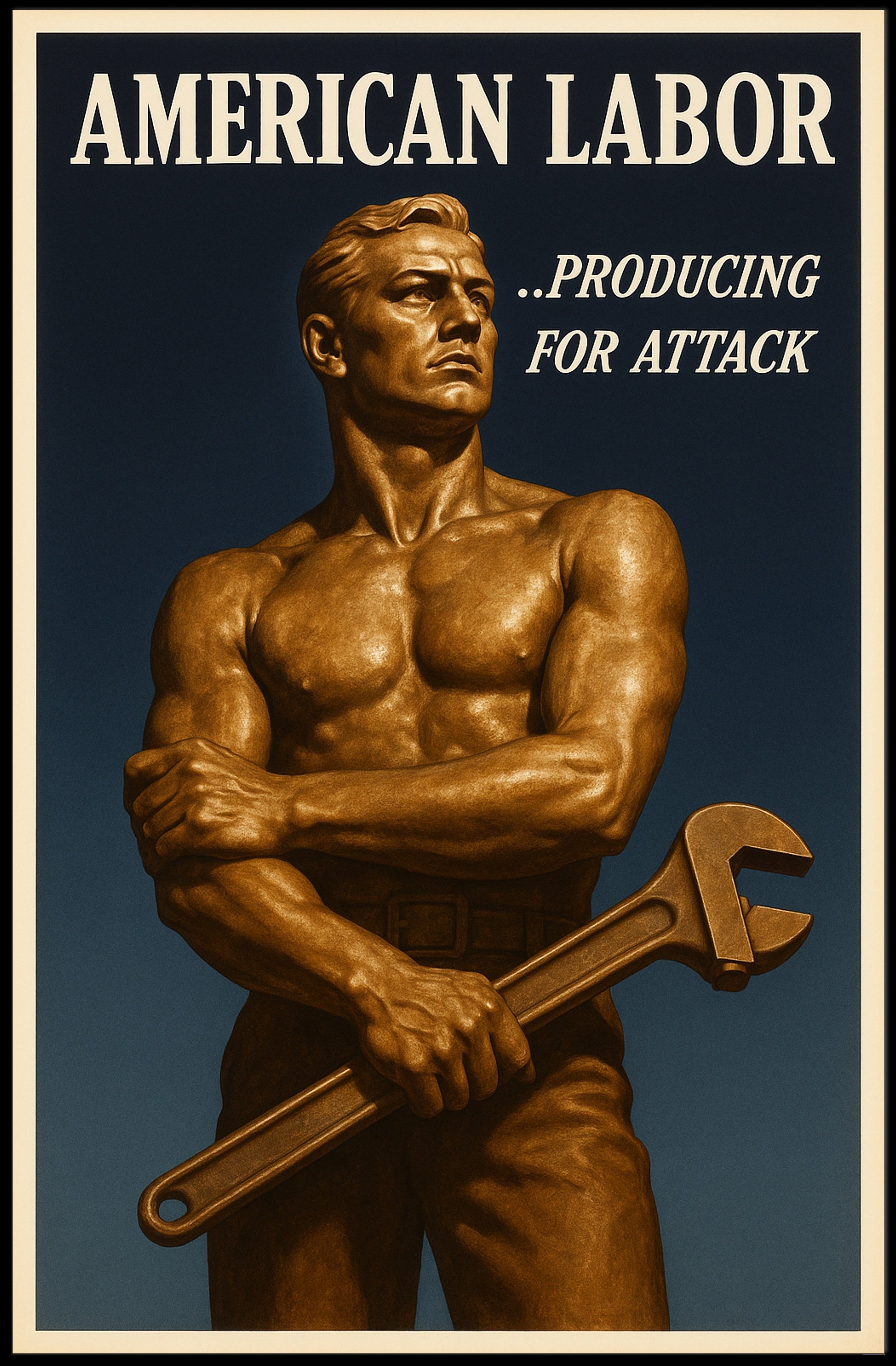 American Labor Strength in Wartime WWII Poster