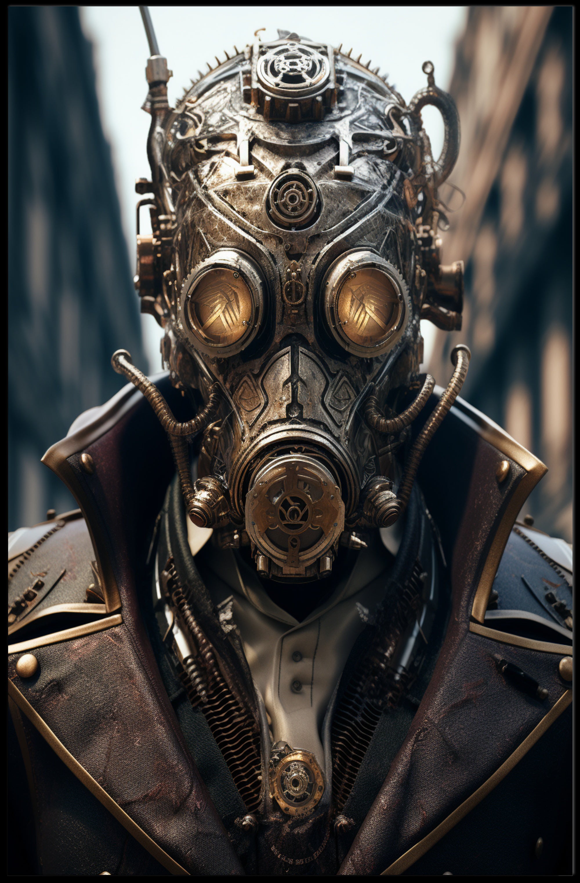 Steampunk Fusion: Victorian Futuristic Sci-Fi Poster