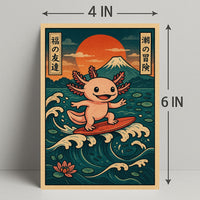 Surfing Axolotl Adventure Poster PosterGoat