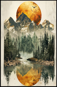 Serene Mountain Reflection Art Print Poster for Home Decor PosterGoat