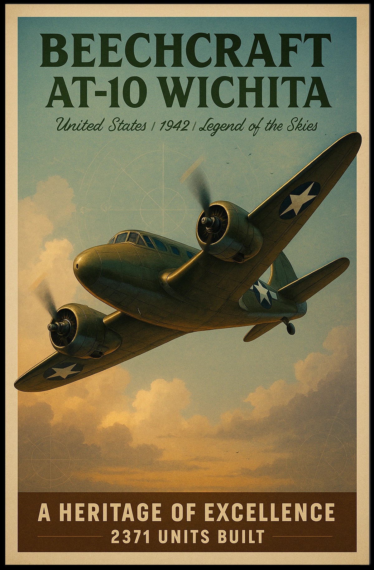 Beechcraft AT-10 Wichita Legend of the Skies Poster