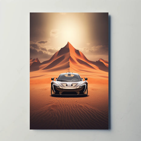 Modern Sports Car Adventure in Desert Landscape Poster