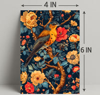 Bird and Flower Botanical Art Print - Animal Poster