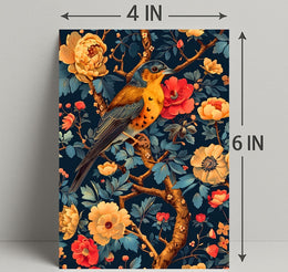 Bird and Flower Botanical Art Print - Animal Poster