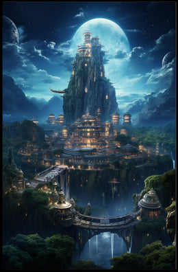 Enchanted Moonlit City Poster