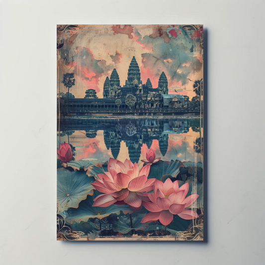 Vintage Travel Poster - Angkor Wat, Cambodia