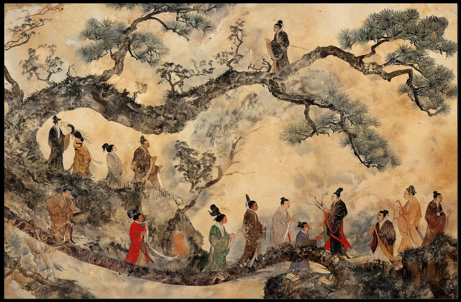 Traditional East Asian Cultural Scene Art Poster