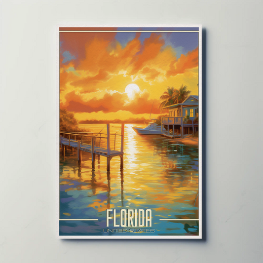 Florida Sunset Vintage Poster