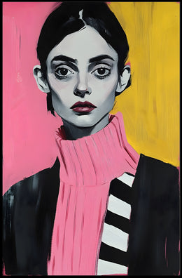 Vibrant Portrait Poster Modern Pink And Yellow Print